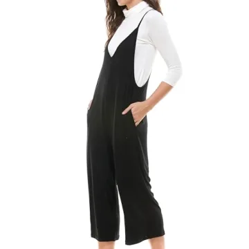 Loving People Women's Adjustable Black Capri Jumpsuit