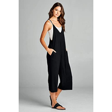 Loving People Women's Adjustable Black Capri Jumpsuit