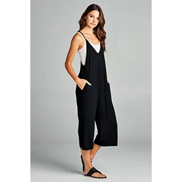 Loving People Women's Adjustable Black Capri Jumpsuit