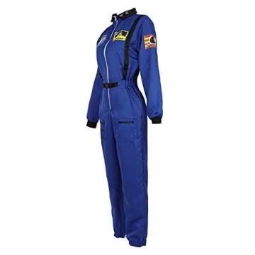 frawirshau Astronaut Costume Adult Women Blue Space Suit Blue Astronaut Costume Womens Space Suit Si...