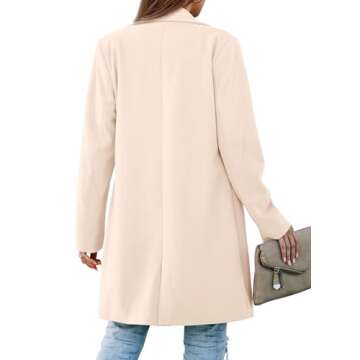 PRETTYGARDEN Women's 2024 Fall Long Blazer Jackets Long Sleeve Lapel Pockets Loose Fit Work Casual B...