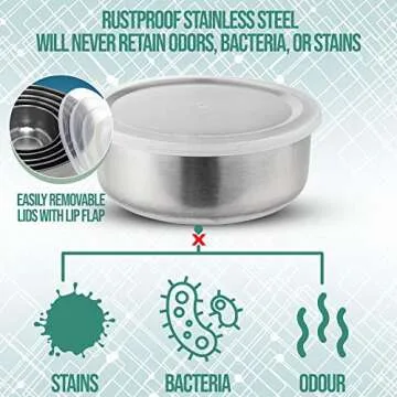 Small Lightweight Stainless Steel Food Storage Bowls