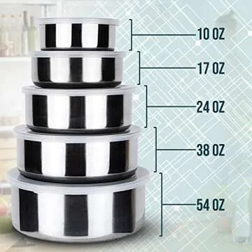 Small Lightweight Stainless Steel Food Storage Bowls