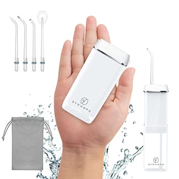 Water Flosser [Mini Cordless Portable] Oral Irrigator Water Teeth Cleaner Pick, Telescopic Water Tan...