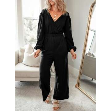 Dokotoo Women's Elegant Deep V Neck Jumpsuit for Summer