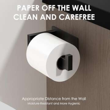 Auxmir Toilet Paper Holder Self Adhesive, Premium Thicken SUS304 Stainless Steel Rustproof Toilet Roll Holder No Drilling, Wall Mount Toilet Tissue Holder for Bathroom Kitchen Washroom RV, Matte Black