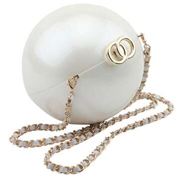 Women's Acrylic Bag Mini Round Ball Shape Purse Evening Bag Clutch Handbag women bag (WHITE)