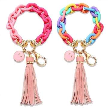 NVENF Keychain Wristlet - Chunky Link Chain Bracelet for Hands-Free Style