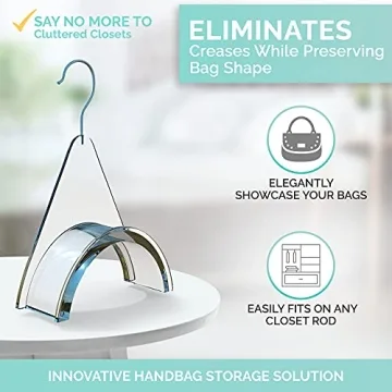 CLOSETLY Handbag Hangers, New Luxury Acrylic Purse and Bag Holder Hook, Closet Storage and Organization Display (Pack of 3)