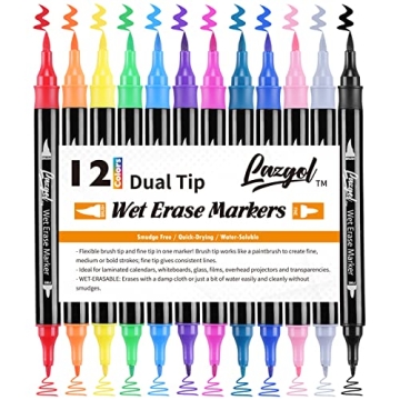 Lazgol Dual Tip Wet Erase Markers for Creative Tasks