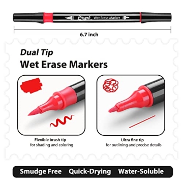 Lazgol Dual Tip Wet Erase Markers for Creative Tasks