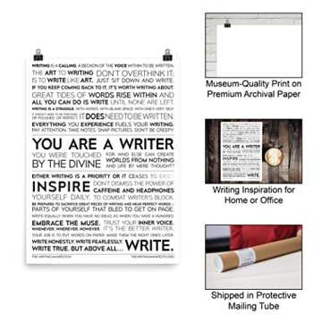 The Writing Manifesto Writer Inspiration Premium Print - For Authors, Poets & Wordsmiths to Combat Writer’s Block & Boost Creativity; Writing and Poetry Wall Art; Gift for Writers; Matte 18x24 Inches