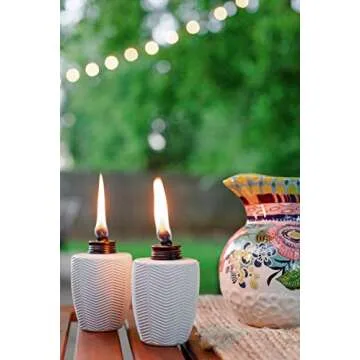 TIKI Brand 3-Pack Table Torch Glass Herringbone Ivory