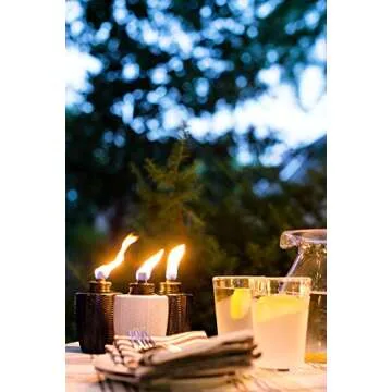 TIKI Brand 3-Pack Table Torch Glass Herringbone Ivory