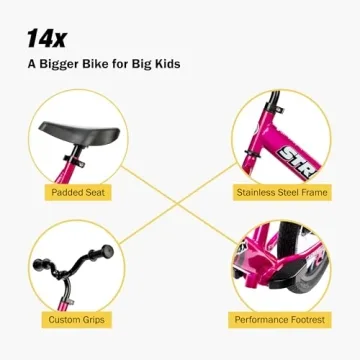 Strider 14x Balance Bike Funky Fuchsia for Kids 3-6 Years