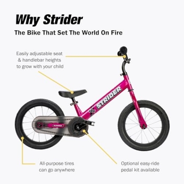 Strider 14x Balance Bike Funky Fuchsia for Kids 3-6 Years