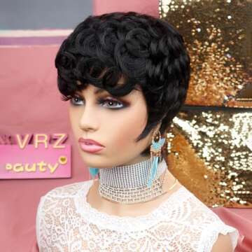 VRZ Short Human Hair Wigs for Black Women - Pixie Cut