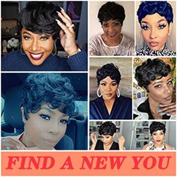 VRZ Short Human Hair Wigs for Black Women - Pixie Cut