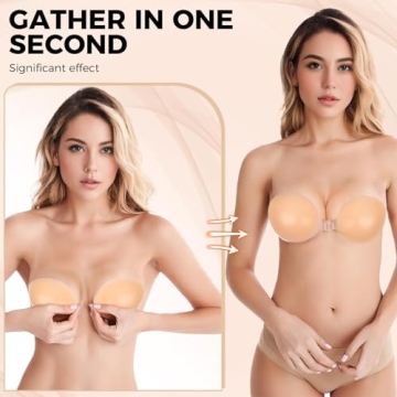 AURUZA Adhesive Bra - Strapless Silicone Push Up for Women