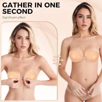 AURUZA Adhesive Bra - Strapless Silicone Push Up for Women