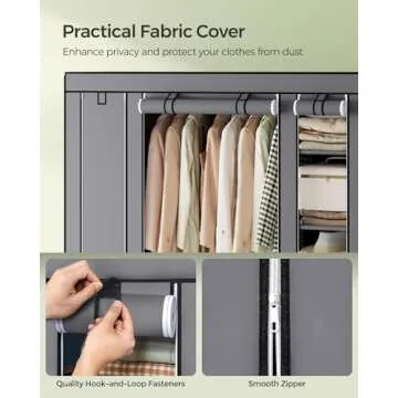 SONGMICS Portable Closet Wardrobe with 12 Compartments