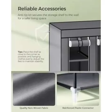 SONGMICS Portable Closet Wardrobe with 12 Compartments