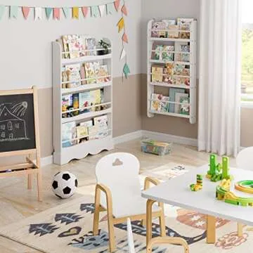 FOTOSOK Kids Bookshelf - Stylish Wall Mount Organizer