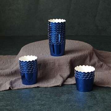 50 Pcs Mini Paper Cupcake Liners Baking Cups, Holiday/Parties/wedding/Anniversary (Dark Blue)