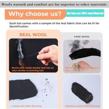 100% Wool Western Cowboy Hat for Men Women Classic Fedora Hat Felt Cowgirls Hats with Two Decorative...