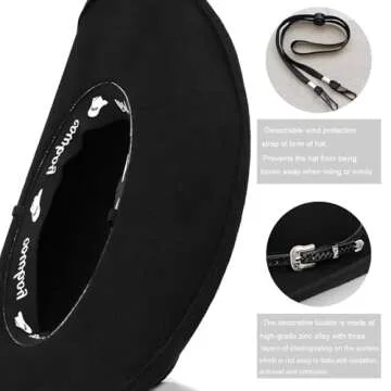100% Wool Western Cowboy Hat for Men Women Classic Fedora Hat Felt Cowgirls Hats with Two Decorative Bands (US, Alpha, Medium, X-Large, Black-A)