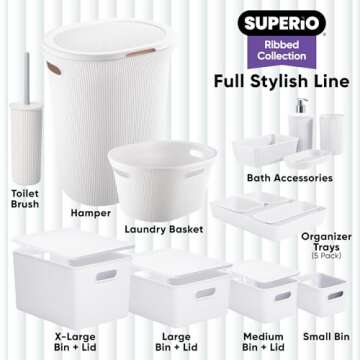 Stylish Stackable Storage Bins - Superio Ribbed Collection