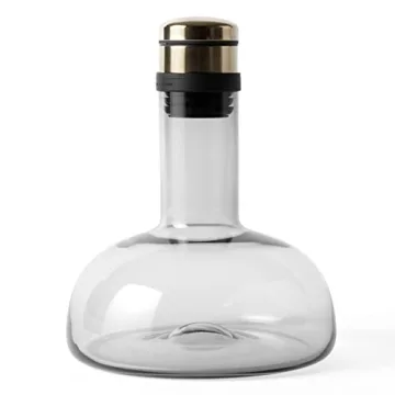 MENU Wine Breather Carafe (Smoke/Brass) - Luxurious Aerator Decanter for Enhanced Flavor