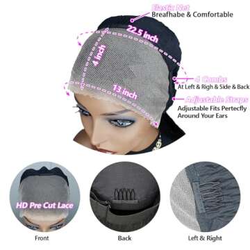 13x4 HD Lace Front Wigs - Glueless & Pre-Plucked for Convenience