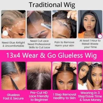 13x4 HD Lace Front Wigs - Glueless & Pre-Plucked for Convenience