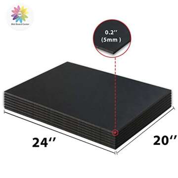 Mat Board Center, Pack of 10 Acid-Free Foam Boards, 20x24 inch Black Foam Boards, 3/16" Thick
