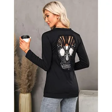 WLLW Women's Skull Cardigan - Stylish Long Sleeve Top