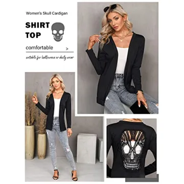 WLLW Women's Skull Cardigan - Stylish Long Sleeve Top