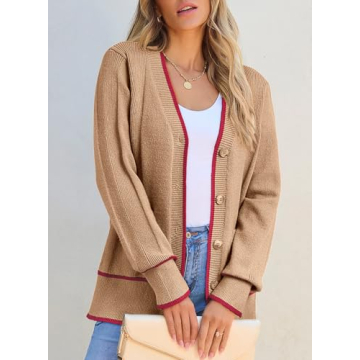 Dokotoo Ladies Lightweight Color Block Cardigan 2024