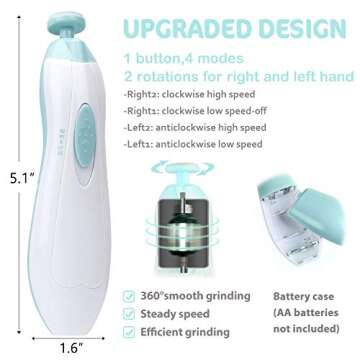 Baby Nail Trimmer Electric Nail File Baby Nail Clippers, 20 in 1 Safe Nail Filer Grinder Kit for Newborn Infant Toddler Kids or Adults Toes Fingernails Care Trim Polish, Led Light and Grinding Heads