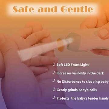 Baby Nail Trimmer Electric Nail File Baby Nail Clippers, 20 in 1 Safe Nail Filer Grinder Kit for Newborn Infant Toddler Kids or Adults Toes Fingernails Care Trim Polish, Led Light and Grinding Heads