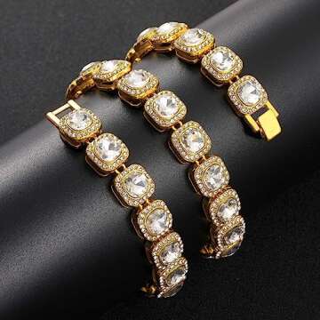 DIDISEE Gold Silver Cuban Link Chain for Women Heart Tennis Necklaces Diamond Chain Choker Necklace Layered Necklace Rhinestone Bling Necklace for Women Hip Hop Jewelry