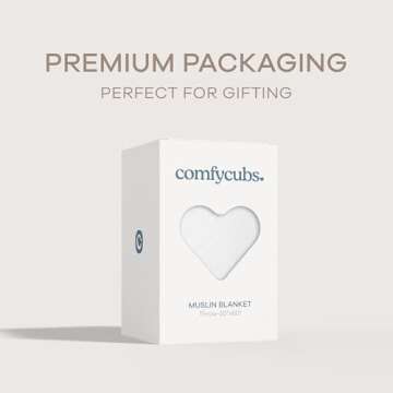 Comfy Cubs Throw Muslin Blanket, Large Size 50” x 60”, 6 Layer Cooling Cotton Softness, Breathable & Warm Throw for Bedroom, Living Room Couch (White, Throw - Muslin)