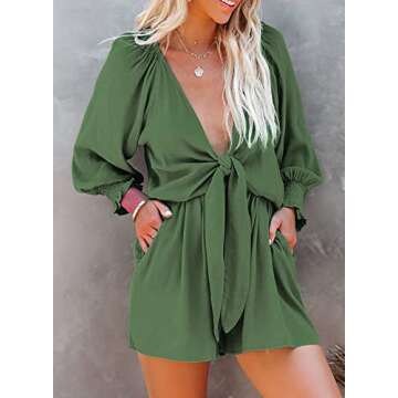 Trendy AlvaQ Summer Long Sleeve V-Neck Romper