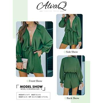 Trendy AlvaQ Summer Long Sleeve V-Neck Romper