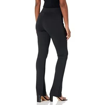 Uma High Rise Fitted Slit Front Flare Pull-on Pant Black