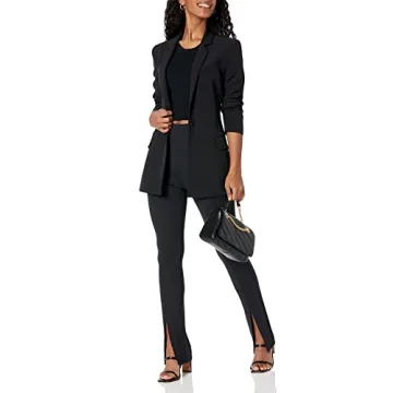 Uma High Rise Fitted Slit Front Flare Pull-on Pant Black