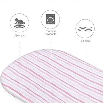 Bassinet Sheets Compatible with Halo Bassinest Swivel, Flex, Glide, Premiere & Luxe Series Sleeper, 100% Jersey Knit Cotton Sheets, Hourglass Bassinet Mattress Sheet, Pink Print for Baby