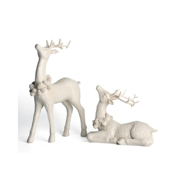 DN DECONATION Reindeer Statue Set for Christmas Decor