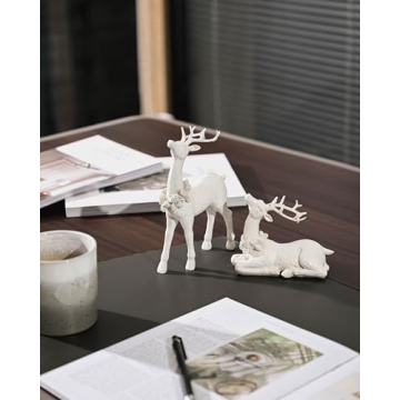 DN DECONATION Reindeer Statue Set for Christmas Decor