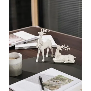 DN DECONATION Reindeer Statue Set for Christmas Decor